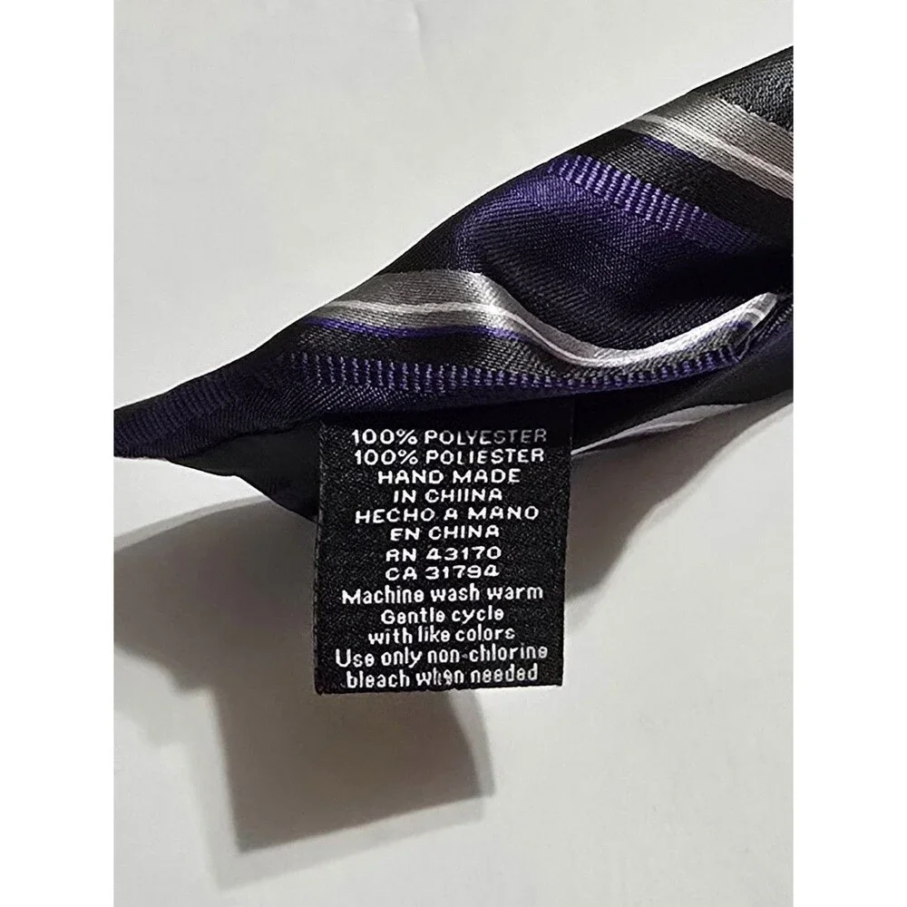 Stafford Essentials Necktie Striped Pattern Shades Of Purple, Black & Gray Tie
